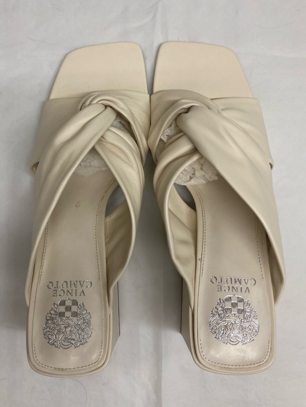 NWOT Vince Camuto Leather Crossband Block Heel Slide/Sandal - Picture 6 of 15